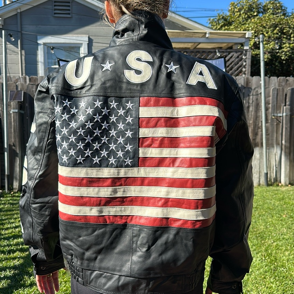 USA unisex leather jacket